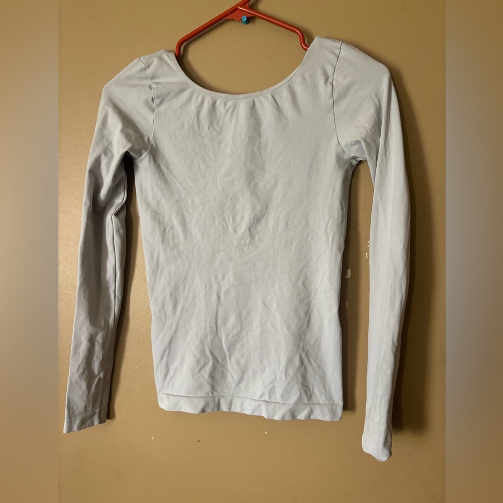 Free People Intimately Ali Low Back Seamless Long Sleeve Top M/L Gray Blue